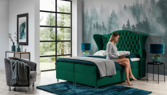 Chesterfield Boxspring Betten Hotel Bett Schlafzimmer Samt Velvet Luxus Möbel