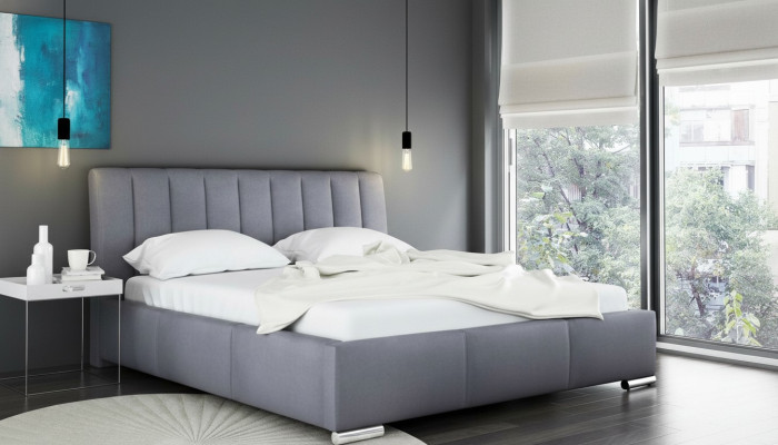 Bett Doppelbett Möbel Bettrahmen Stoff 160x200 Textil Polsterbett Grau Betten