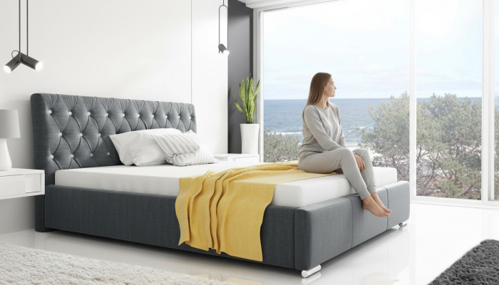 Bettrahmen Bett Doppelbett Ehebett Bettgestell Polsterbett Betten 200x200 Grau