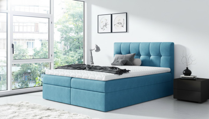Bett Ehebett Boxspringbett Doppelbett Modern Blau Schlafzimmer Betten 160x200