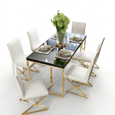 Luxus Esstisch Esszimmer Möbel Einrichtung Tisch Metall Gold Esstische