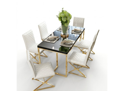 Luxus Esstisch Esszimmer Möbel Einrichtung Tisch Metall Gold Esstische