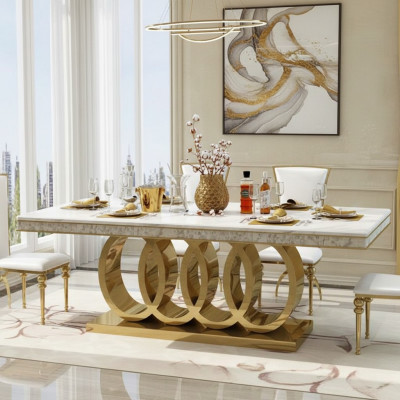 Luxus Esstisch Esszimmer Tisch Metall Gold Tische Esstische Möbel Einrichtung