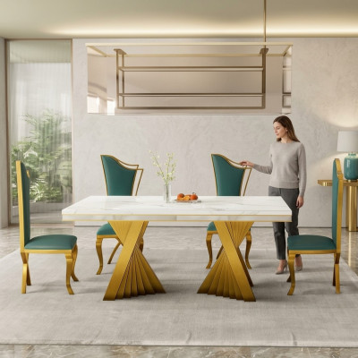 Luxus Esstisch Esszimmer Tisch Gold Metall Tische Esstische Möbel Einrichtung