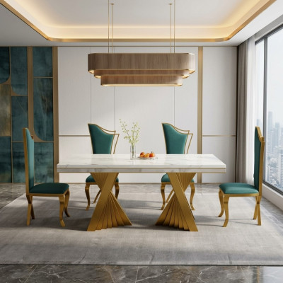 Luxus Esstisch Esszimmer Tisch Gold Metall Tische Esstische Möbel Einrichtung