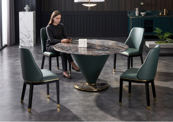 Runder Säulen Tische Design Tisch Stein Möbel Esszimmer Rund Esstische Modern