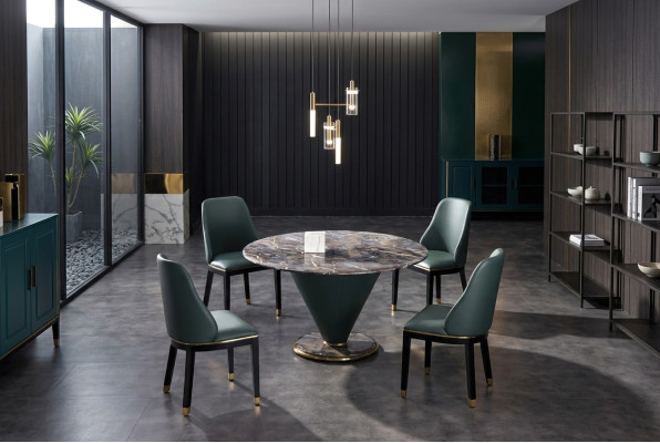 Runder Säulen Tische Design Tisch Stein Möbel Esszimmer Rund Esstische Modern