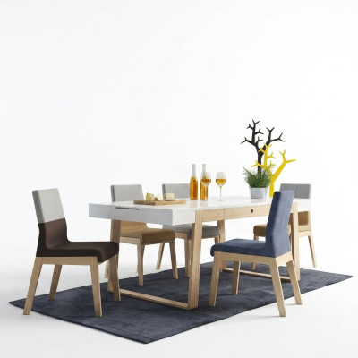 Set 4x Stühle Sessel Esszimmerstuhl Esszimmer Stühl Stoff Stuhl Holz Luxus Sitz