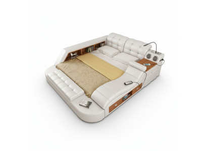 Multifunktion Bett Regal Schrank USB Ladestation Doppel Leder Betten
