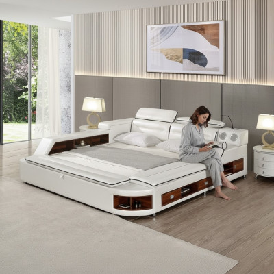 Design Leder Betten Hotel Doppel Ablage Massage Liege Multifunktions Bett