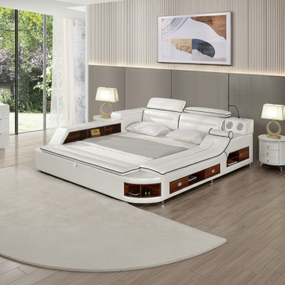 Design Leder Betten Hotel Doppel Ablage Massage Liege Multifunktions Bett