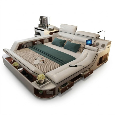 Multifunktion Luxus Bett 180x200 Bett Leder Betten Schlafzimmer Liege