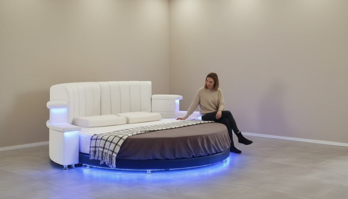 Rundes Bett Möbel Modern Luxus Betten Bettgestell 200x200 Rund
