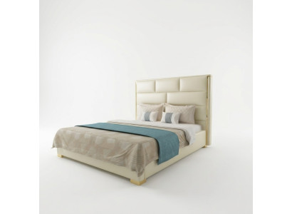 Designer Doppelbett Bett Schlafzimmer Betten Leder Hotel Luxus Polster