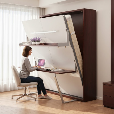 Schreibtisch Regal Bett 2in1 Funktions Schrankbett Möbel Tisch Wandbett Betten