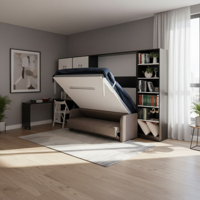 Schrank Bett mit Sofa Polster Wand Schränke Schlaf Bett klapp Möbel + Couch Neu