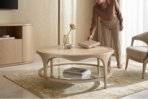 Wohnzimmer Möbel Tisch Couchtisch Design Luxus Einrichtung Holz Tische Oval Rund