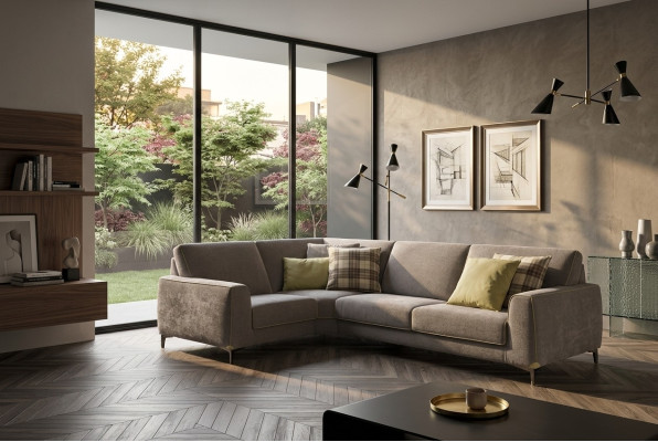 Italienische Eckcouch Sofa Couch Sofas Couchen Eck Garnitur Möbel Stoff Textil