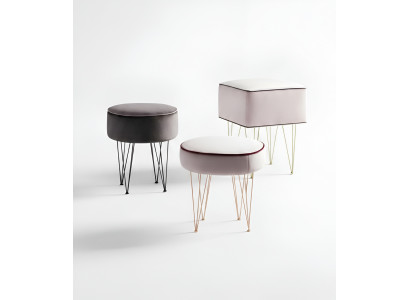 Sitzhocker 3x Hocker Pouf Puff Sitzpouf Textil Stoff Fußhocker Ottomane Italien