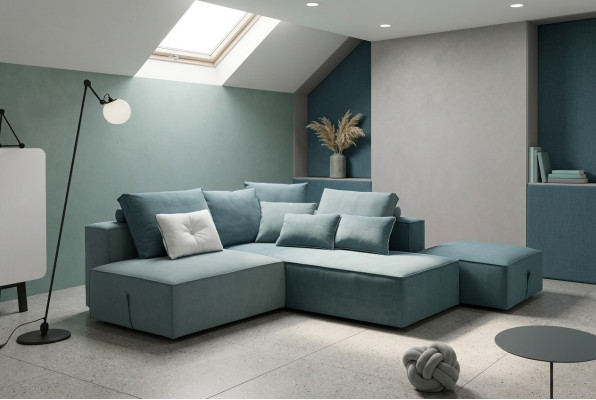 Designer Sofa Couch Ecke Hocker gepolstert Set Wohnraum L-Form Modern alfitalia