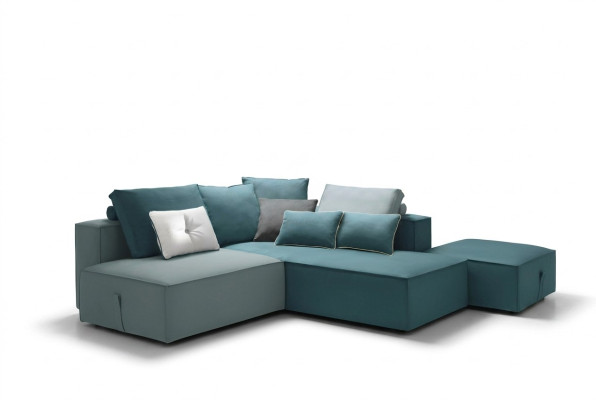 Designer Sofa Couch Ecke Hocker gepolstert Set Wohnraum L-Form Modern alfitalia