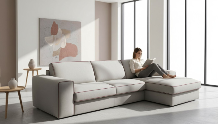 Stoff L-Form Couch Wohnlandschaft Ecksofa Modern Design Sofa Focus alfitalia