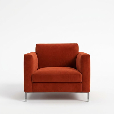 Design Lounge Club Relax Sessel Stuhl Polster Fernseh Textil Rot Luxus Stoff Neu
