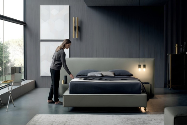 Luxus Polster Samt Stoff Designer Bett Schlafzimmer Betten Leder Hotel Neu