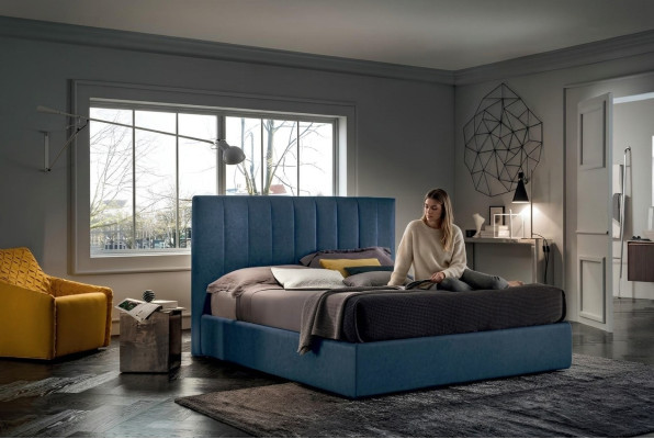 Designer Bett Schlafzimmer Betten Textil Luxus Hotel Stoff Polster Sitz Italien