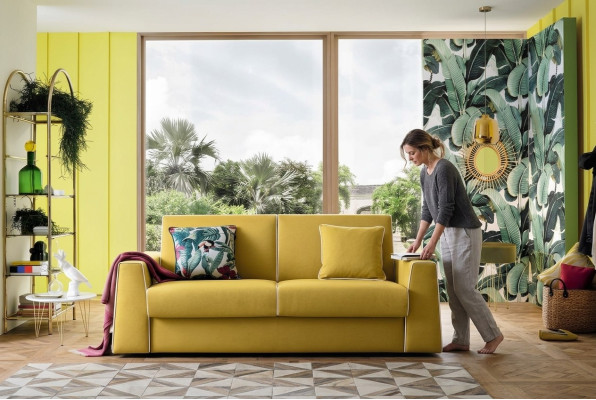 Design Wohnzimmer Gelb Sofa 3 Sitzer Alfitalia Stoff Couch Sofa Polster Sofas