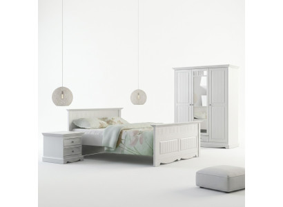 Bauern Bett Echtholz Betten 180x200c Holzbett Schlafzimmer Möbel Weiß Landhaus