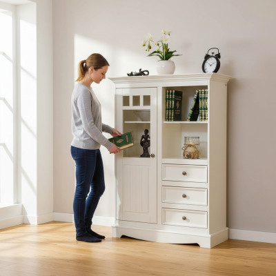 Landhaus Kommode Schrank Regale Echtholz Hochschrank Regal Bücher Bar Schränke