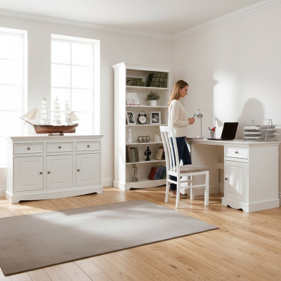 Landhaus Schreibtisch Möbel Arbeitszimmer Büromöbel Echtholz Office Tisch Weiß