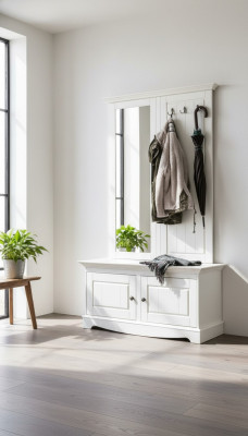 Landhaus Bauern Garderobe Holz Ständer Garderoben Schuhschrank 2tlg. Schränke