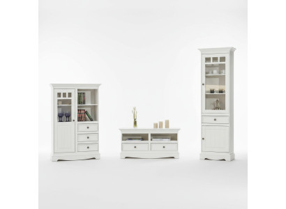Wohnzimmer Set Vitrine Bücherregal Sideboard Wohnwände Kommoden Design 3tlg. Neu