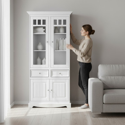 Landhaus Schrank Vitrine Kommoden XL Regal Loft Vitrine Kommodenschrank Möbel