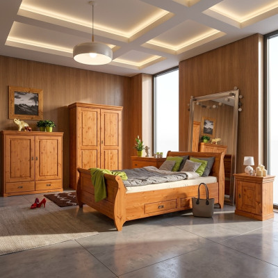 Schlafzimmer Set Komplett Design Bett Klassisch Möbel 5tlg Nachttisch Landhaus