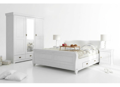 Schlafzimmer Set Bett Nachttisch Kleiderschrank Hotel Betten Holz Design 4tlg.