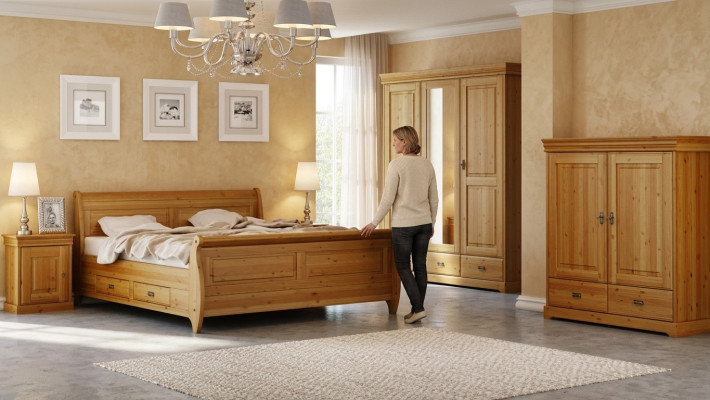 Design Schlafzimmer Garnituren Komplett Bett Kleiderschrank Nachttisch 5tlg.Set