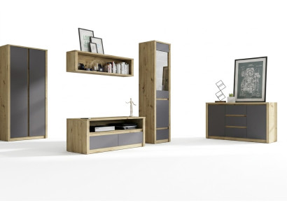 Wohnwände Anrichte Low Board Side Schrank Wohn Zimmer Sideboard Regal 5tlg. Set