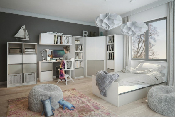 Kinderzimmer Jugendzimmer Set Bett Kleiderschrank Schrank Schreibtisch Neu 7tlg