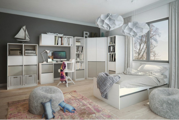 Kinderzimmer Jugendzimmer Set Bett Kleiderschrank Schrank Schreibtisch Neu 7tlg
