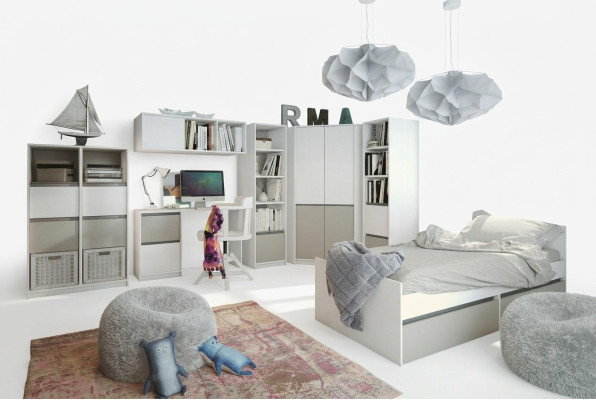 Kinderzimmer Jugendzimmer Set Bett Kleiderschrank Schrank Schreibtisch Neu 7tlg