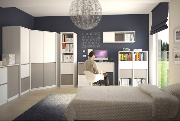 Kinder Jugend Schlafzimmer Komplett Kleiderschrank Eckschrank Computertisch 7tlg