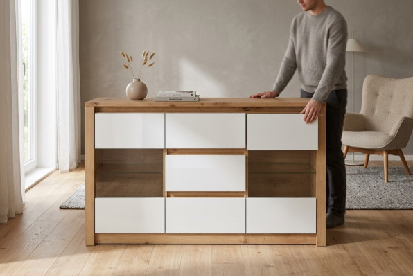 Wohnzimmer Regal Holz Luxus Möbel Designer Sideboard Anrichte Board Schrank Neu