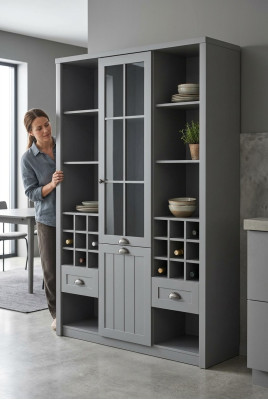 Vitrinen Kommodenschrank Schrank Holz Möbel Handarbeit Kommode Vitrine Kommoden