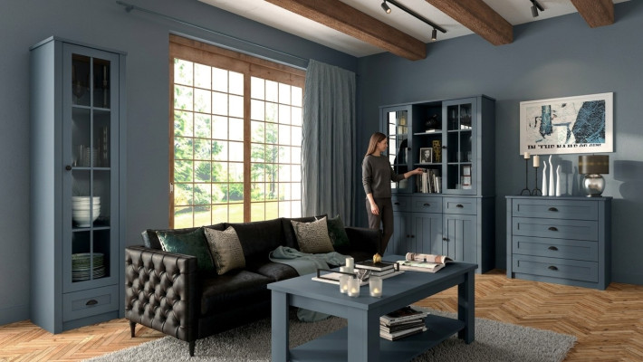 Wohnzimmer Set Vitrine Kommode Wohnwände Kommoden sideboard Schrank Tisch 4tlg