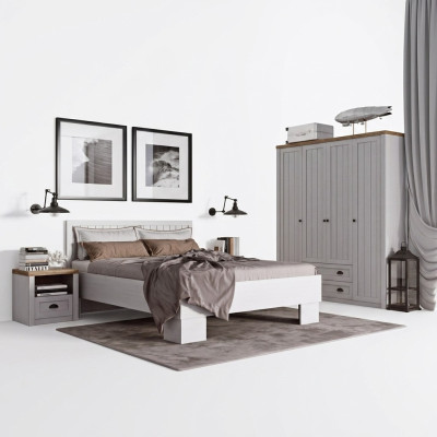 Bett Nachttisch Kleiderschrank 4tlg Schlafzimmer Set Design Artdeco Landhaus