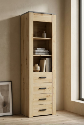 Esszimmerschrank Standvitrine Regal Vitrinen Vitrine XL-W1D Holz Modern Schrank