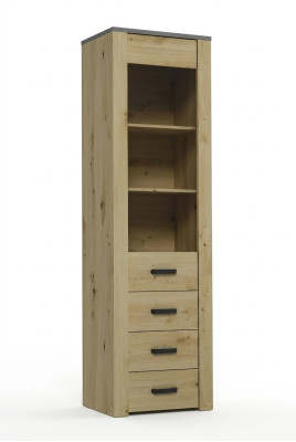 Esszimmerschrank Standvitrine Regal Vitrinen Vitrine XL-W1D Holz Modern Schrank